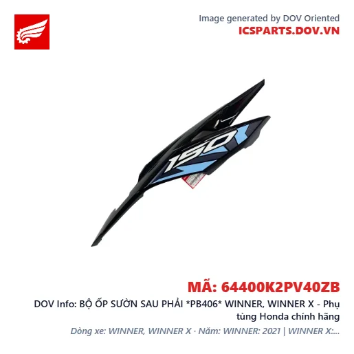 BỘ ỐP SƯỜN SAU PHẢI *PB406* WINNER, WINNER X - Phụ tùng Honda chính hãng