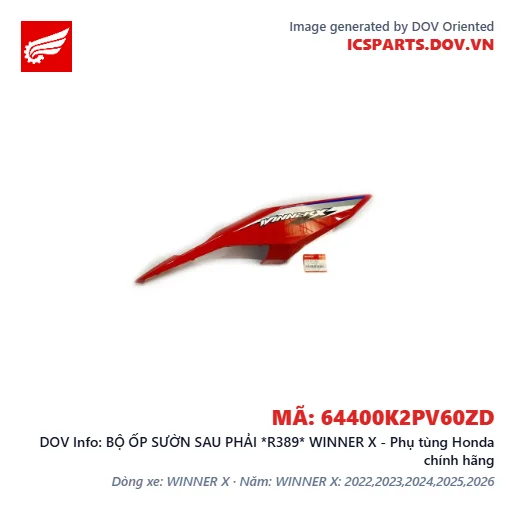 BỘ ỐP SƯỜN SAU PHẢI *R389* WINNER X - Phụ tùng Honda chính hãng