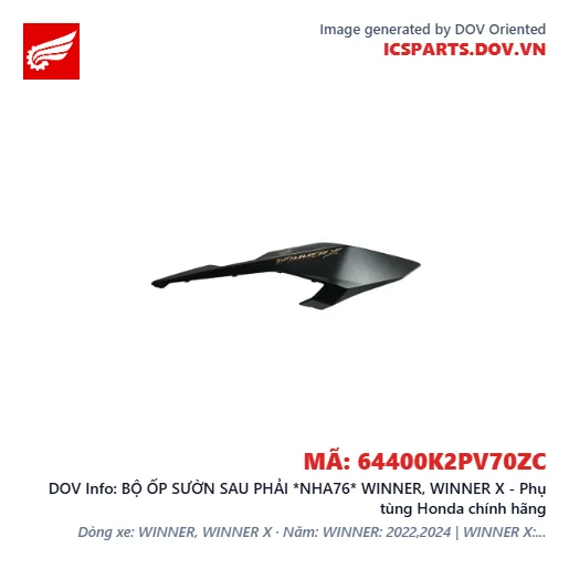 BỘ ỐP SƯỜN SAU PHẢI *NHA76* WINNER, WINNER X - Phụ tùng Honda chính hãng