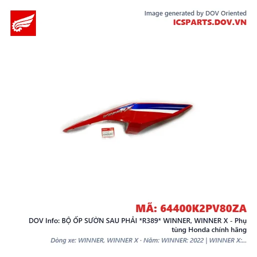 BỘ ỐP SƯỜN SAU PHẢI *R389* WINNER, WINNER X - Phụ tùng Honda chính hãng