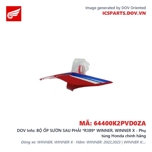 BỘ ỐP SƯỜN SAU PHẢI *R389* WINNER, WINNER X - Phụ tùng Honda chính hãng