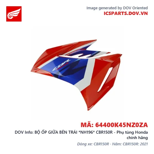 BỘ ỐP GIỮA BÊN TRÁI *NH196* CBR150R - Phụ tùng Honda chính hãng