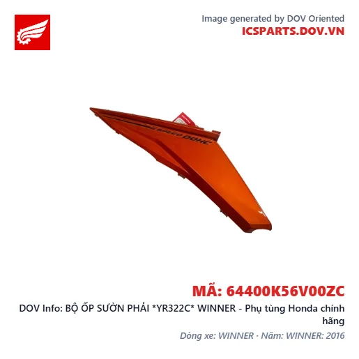 BỘ ỐP SƯỜN PHẢI *YR322C* WINNER - Phụ tùng Honda chính hãng