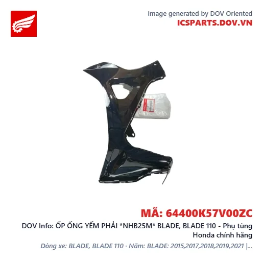 ỐP ỐNG YẾM PHẢI *NHB25M* BLADE, BLADE 110 - Phụ tùng Honda chính hãng