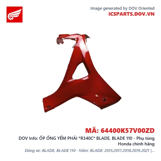 ỐP ỐNG YẾM PHẢI *R340C* BLADE, BLADE 110 - Phụ tùng Honda chính hãng