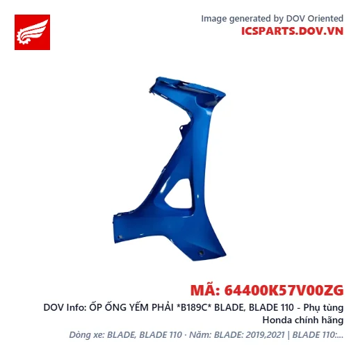 ỐP ỐNG YẾM PHẢI *B189C* BLADE, BLADE 110 - Phụ tùng Honda chính hãng