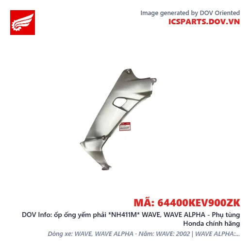 ốp ống yếm phải *NH411M* WAVE, WAVE ALPHA - Phụ tùng Honda chính hãng