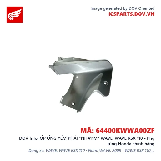 ỐP ỐNG YẾM PHẢI *NH411M* WAVE, WAVE RSX 110 - Phụ tùng Honda chính hãng