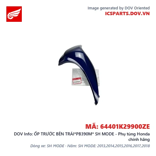 ỐP TRƯỚC BÊN TRÁI*PB390M* SH MODE - Phụ tùng Honda chính hãng