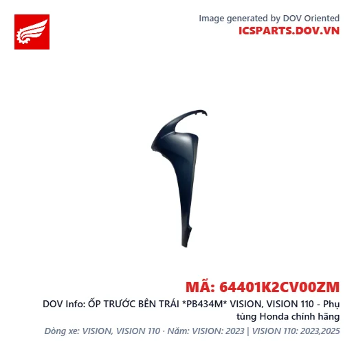 ỐP TRƯỚC BÊN TRÁI *PB434M* VISION, VISION 110 - Phụ tùng Honda chính hãng