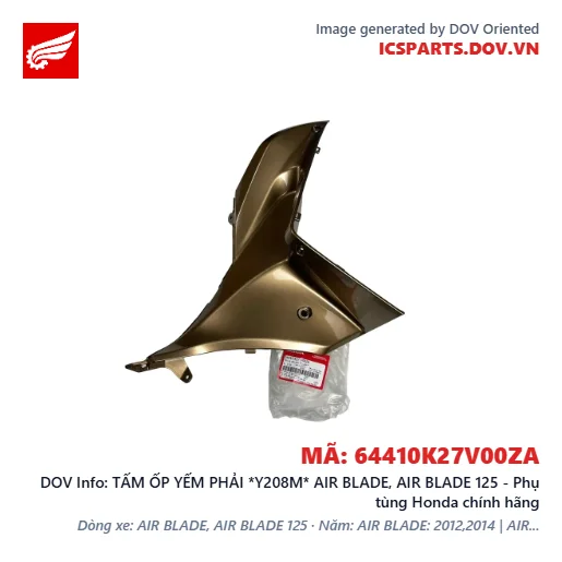 TẤM ỐP YẾM PHẢI *Y208M* AIR BLADE, AIR BLADE 125 - Phụ tùng Honda chính hãng