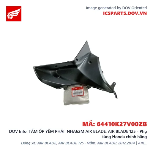 TẤM ỐP YẾM PHẢI  NHA62M AIR BLADE, AIR BLADE 125 - Phụ tùng Honda chính hãng