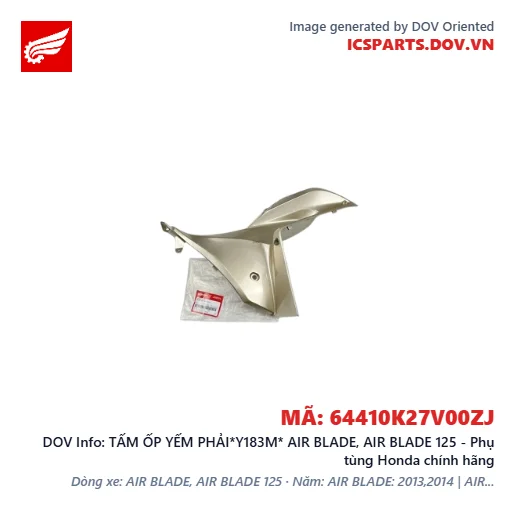 TẤM ỐP YẾM PHẢI*Y183M* AIR BLADE, AIR BLADE 125 - Phụ tùng Honda chính hãng