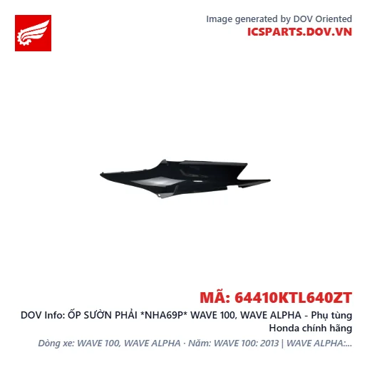 ỐP SƯỜN PHẢI *NHA69P* WAVE 100, WAVE ALPHA - Phụ tùng Honda chính hãng