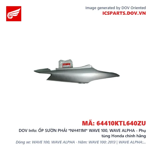ỐP SƯỜN PHẢI *NH411M* WAVE 100, WAVE ALPHA - Phụ tùng Honda chính hãng
