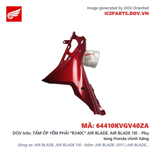 TẤM ỐP YẾM PHẢI *R340C* AIR BLADE, AIR BLADE 110 - Phụ tùng Honda chính hãng