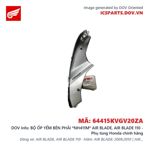 BỘ ỐP YẾM BÊN PHẢI *NH411M* AIR BLADE, AIR BLADE 110 - Phụ tùng Honda chính hãng