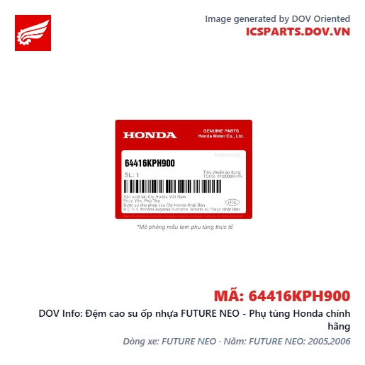 Đệm cao su ốp nhựa FUTURE NEO - Phụ tùng Honda chính hãng