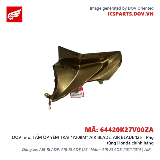 TẤM ỐP YẾM TRÁI *Y208M* AIR BLADE, AIR BLADE 125 - Phụ tùng Honda chính hãng