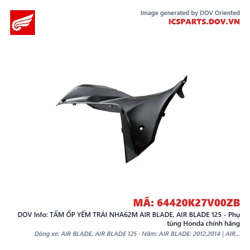 TẤM ỐP YẾM TRÁI NHA62M AIR BLADE, AIR BLADE 125 - Phụ tùng Honda chính hãng