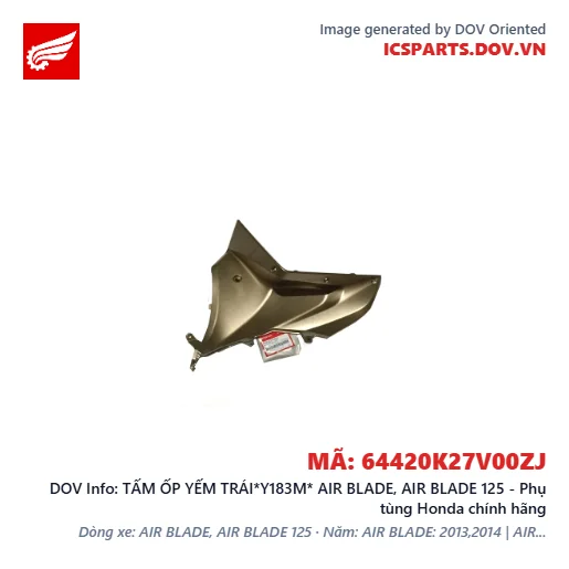 TẤM ỐP YẾM TRÁI*Y183M* AIR BLADE, AIR BLADE 125 - Phụ tùng Honda chính hãng