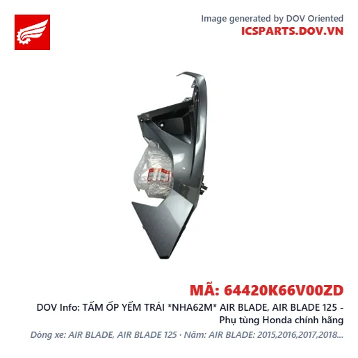 TẤM ỐP YẾM TRÁI *NHA62M* AIR BLADE, AIR BLADE 125 - Phụ tùng Honda chính hãng
