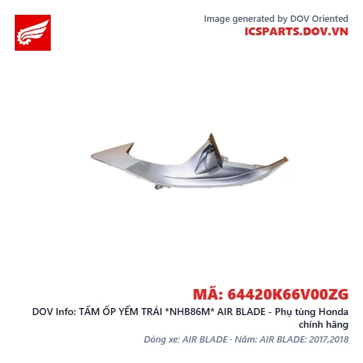 TẤM ỐP YẾM TRÁI *NHB86M* AIR BLADE - Phụ tùng Honda chính hãng
