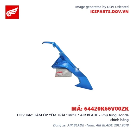 TẤM ỐP YẾM TRÁI *B189C* AIR BLADE - Phụ tùng Honda chính hãng