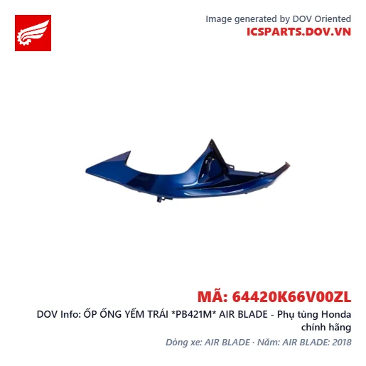 ỐP ỐNG YẾM TRÁI *PB421M* AIR BLADE - Phụ tùng Honda chính hãng