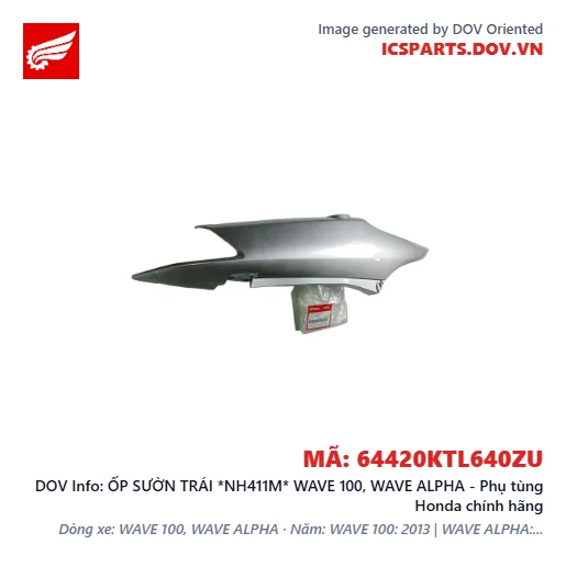 ỐP SƯỜN TRÁI *NH411M* WAVE 100, WAVE ALPHA - Phụ tùng Honda chính hãng