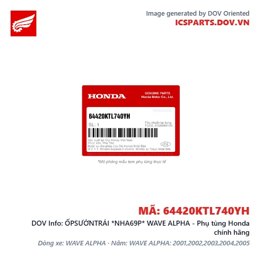 ỐPSƯỜNTRÁI *NHA69P* WAVE ALPHA - Phụ tùng Honda chính hãng