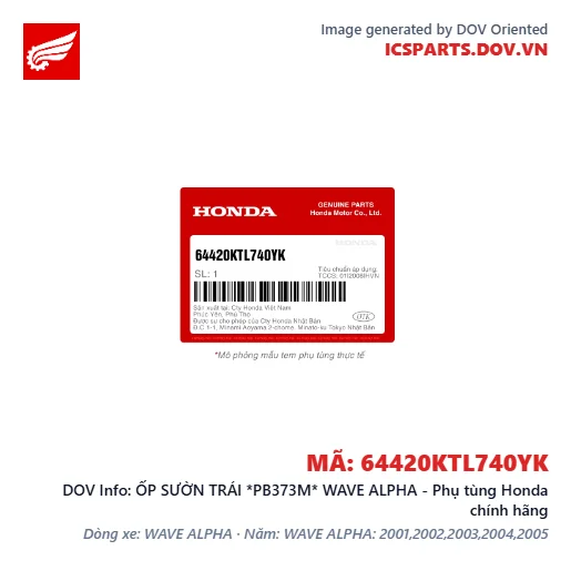 ỐP SƯỜN TRÁI *PB373M* WAVE ALPHA - Phụ tùng Honda chính hãng