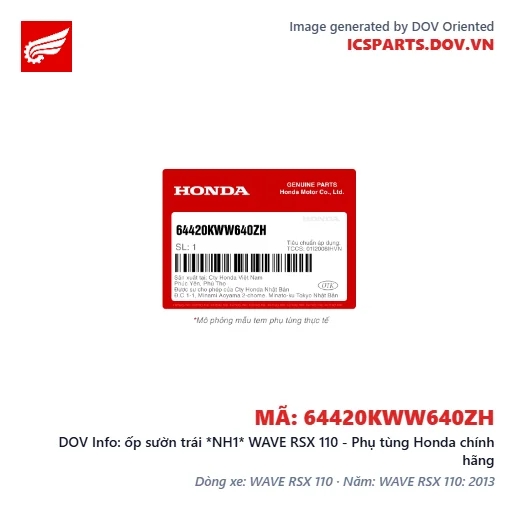 ốp sườn trái *NH1* WAVE RSX 110 - Phụ tùng Honda chính hãng