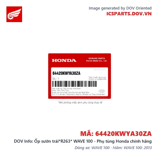 Ốp sườn trái*R263* WAVE 100 - Phụ tùng Honda chính hãng