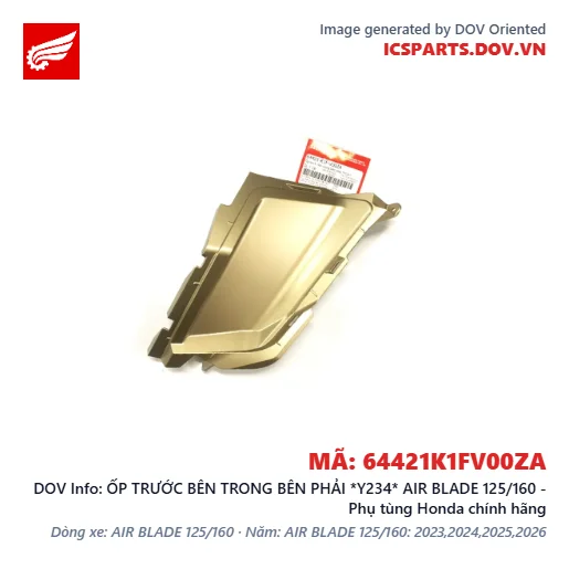 ỐP TRƯỚC BÊN TRONG BÊN PHẢI *Y234* AIR BLADE 125/160 - Phụ tùng Honda chính hãng