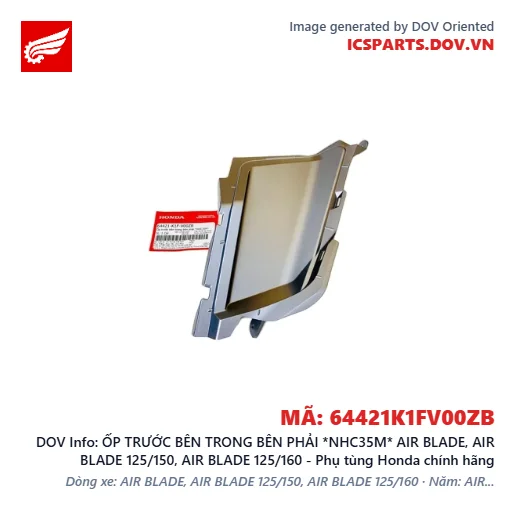 ỐP TRƯỚC BÊN TRONG BÊN PHẢI *NHC35M* AIR BLADE, AIR BLADE 125/150, AIR BLADE 125/160 - Phụ tùng Honda chính hãng