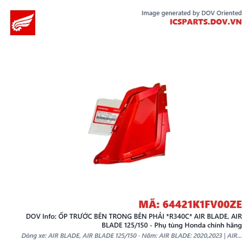 ỐP TRƯỚC BÊN TRONG BÊN PHẢI *R340C* AIR BLADE, AIR BLADE 125/150 - Phụ tùng Honda chính hãng