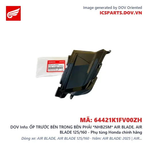 ỐP TRƯỚC BÊN TRONG BÊN PHẢI *NHB25M* AIR BLADE, AIR BLADE 125/160 - Phụ tùng Honda chính hãng