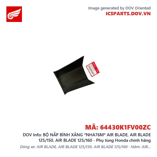 BỘ NẮP BÌNH XĂNG *NHA76M* AIR BLADE, AIR BLADE 125/150, AIR BLADE 125/160 - Phụ tùng Honda chính hãng