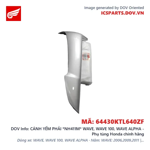 CÁNH YẾM PHẢI *NH411M* WAVE, WAVE 100, WAVE ALPHA - Phụ tùng Honda chính hãng