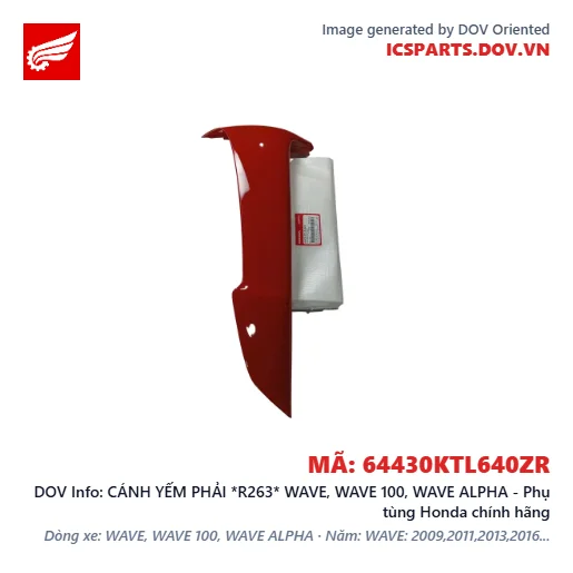 CÁNH YẾM PHẢI *R263* WAVE, WAVE 100, WAVE ALPHA - Phụ tùng Honda chính hãng