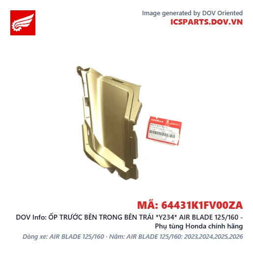 ỐP TRƯỚC BÊN TRONG BÊN TRÁI *Y234* AIR BLADE 125/160 - Phụ tùng Honda chính hãng