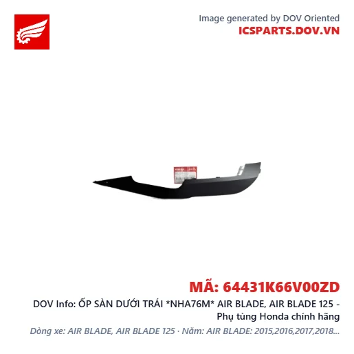 ỐP SÀN DƯỚI TRÁI *NHA76M* AIR BLADE, AIR BLADE 125 - Phụ tùng Honda chính hãng
