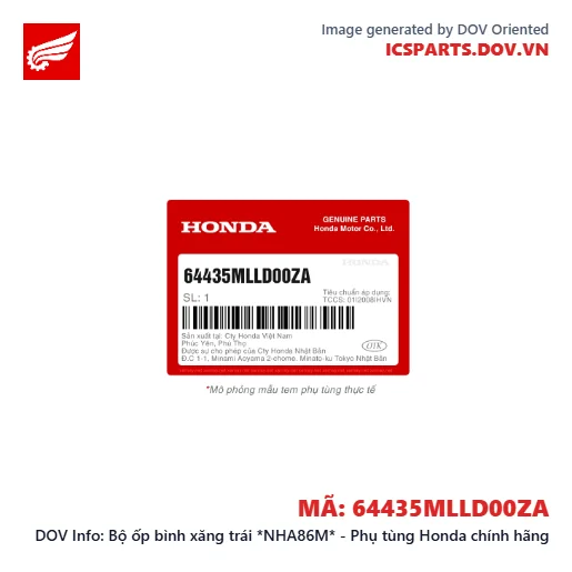 Bộ ốp bình xăng trái *NHA86M* - Phụ tùng Honda chính hãng