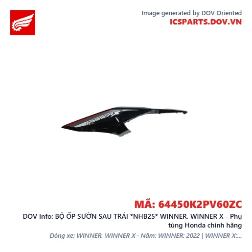 BỘ ỐP SƯỜN SAU TRÁI *NHB25* WINNER, WINNER X - Phụ tùng Honda chính hãng