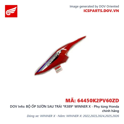 BỘ ỐP SƯỜN SAU TRÁI *R389* WINNER X - Phụ tùng Honda chính hãng