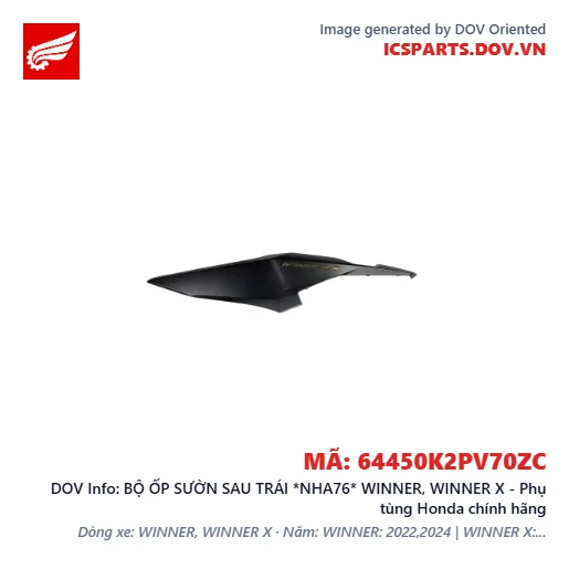 BỘ ỐP SƯỜN SAU TRÁI *NHA76* WINNER, WINNER X - Phụ tùng Honda chính hãng