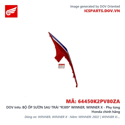 BỘ ỐP SƯỜN SAU TRÁI *R389* WINNER, WINNER X - Phụ tùng Honda chính hãng
