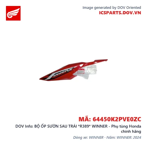BỘ ỐP SƯỜN SAU TRÁI *R389* WINNER - Phụ tùng Honda chính hãng