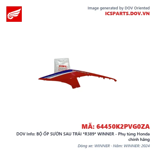 BỘ ỐP SƯỜN SAU TRÁI *R389* WINNER - Phụ tùng Honda chính hãng